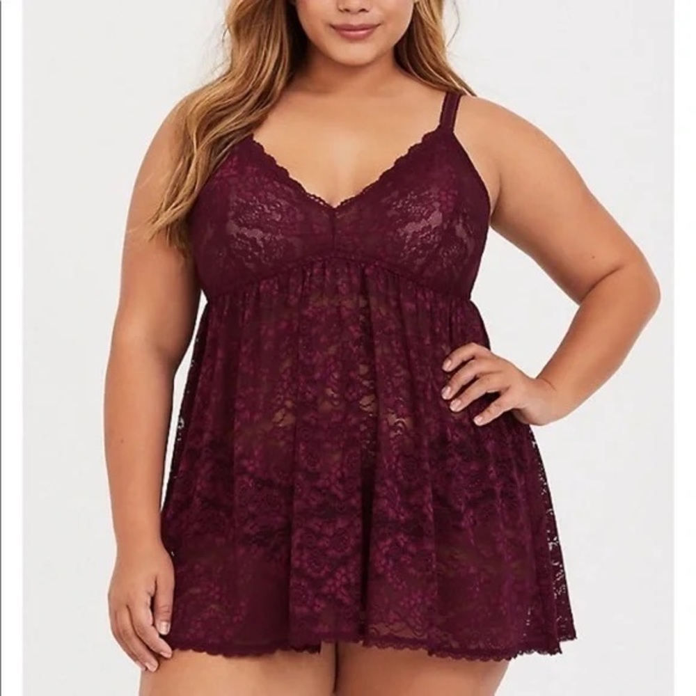 Size 1 Torrid Merlot Babydoll Chemise Lingerie